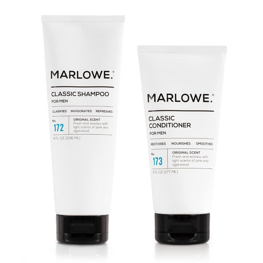 MARLOWE. Men's Shampoo and Conditioner Set, No. 172 Shampoo 8 oz & No. 173 Conditioner 6 oz, Moisturizing Argan & Coconut, Fresh Woodsy Scent, All Hair Types