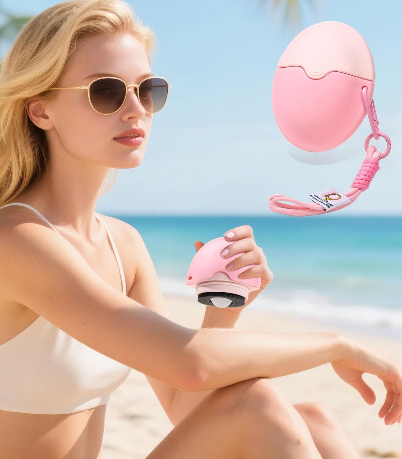 Sunscreen Applicator for Kids & Families with Roller Ball & Soft Sponge - Refillable, Spill-Proof, Travel Size (1.85 oz) - Easy Sunscreen Roll-On for Children, No Mess Baby Sun Lotion Brush