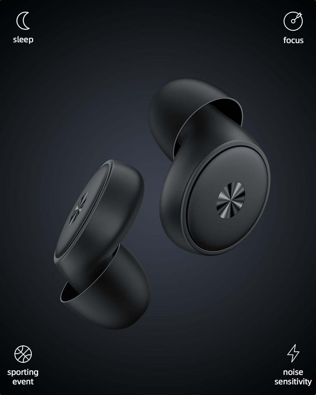 Ear Plugs for Sleeping 0.1Oz UltraComfy, 45dB Noise Reduction Ear Plug For Ear Protection with 8 Tips, Reusable Noise Cancelling Ear Plugs for Concerts, Focus, Snoring, Earplugs With Case Black