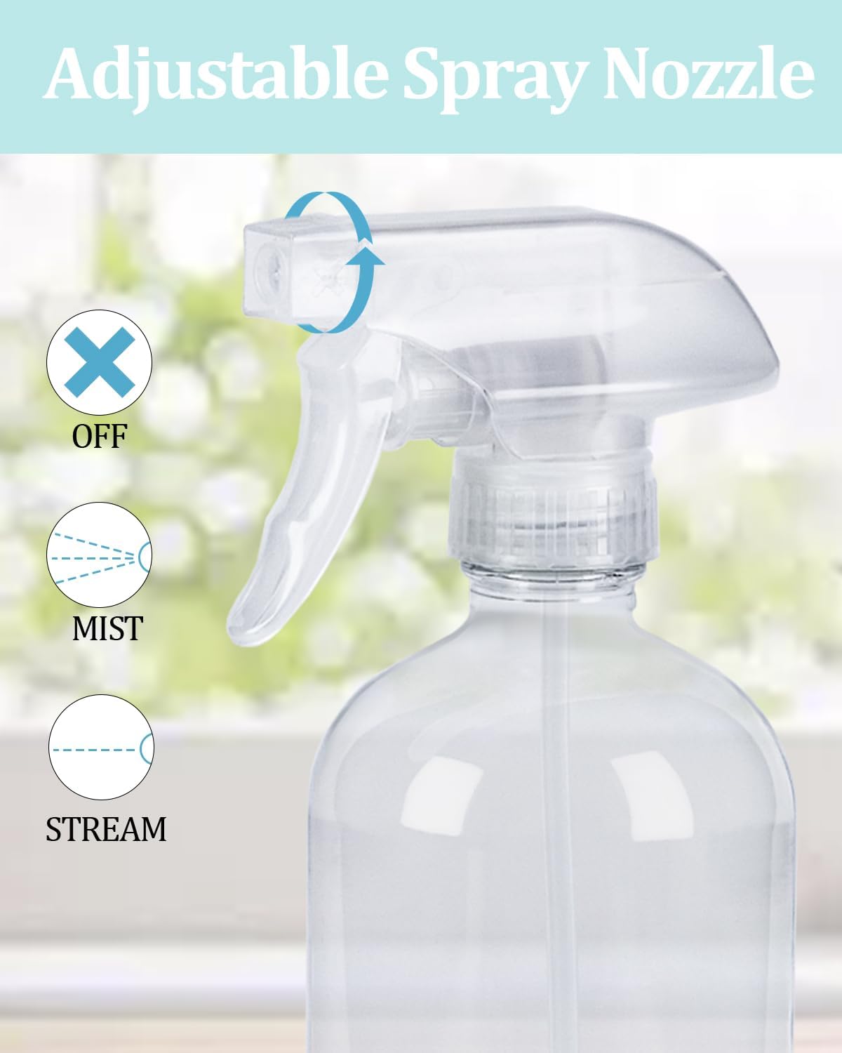 2 Pack 360° Glass Spray Bottles with Silicone Sleeve, 16 oz Empty Refillable Containers with Adjustable Spray Nozzles, Spray Bottles for Hair, Cleaning Solutions and Plants Black