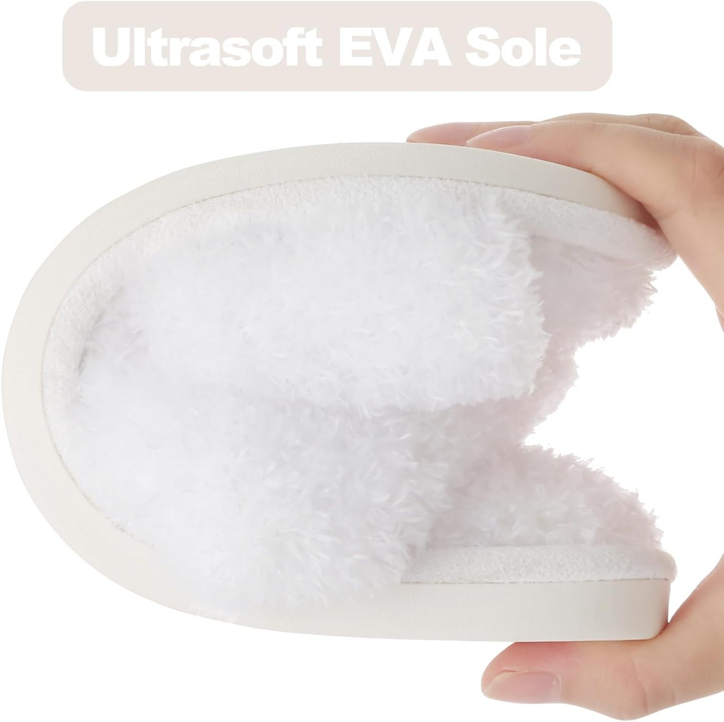 Evshine Women's Fuzzy Slippers Cross Band Memory Foam House Slippers Open Toe