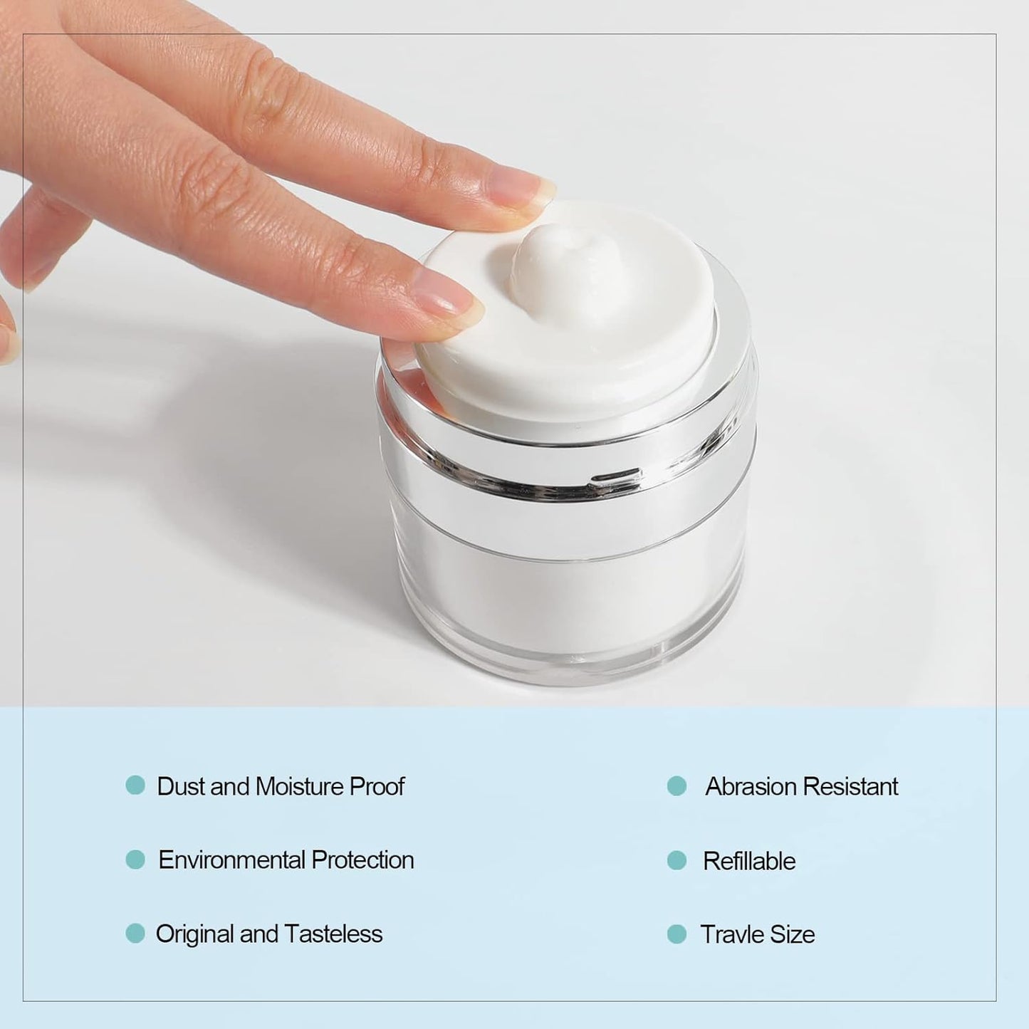 Airless Pump Jar - 1.7 Oz Moisturizer Dispenser Air Pump Containers, Container Vacuum Bottle Dispenser for Skincare Makeup Lotion