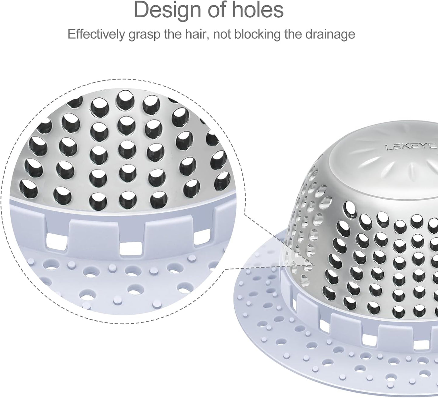 LEKEYE Shower Drain Hair Catcher/Bathtub Drain Cover/Drain Protector for Pop-Up & Regular Drains(Light Blue)