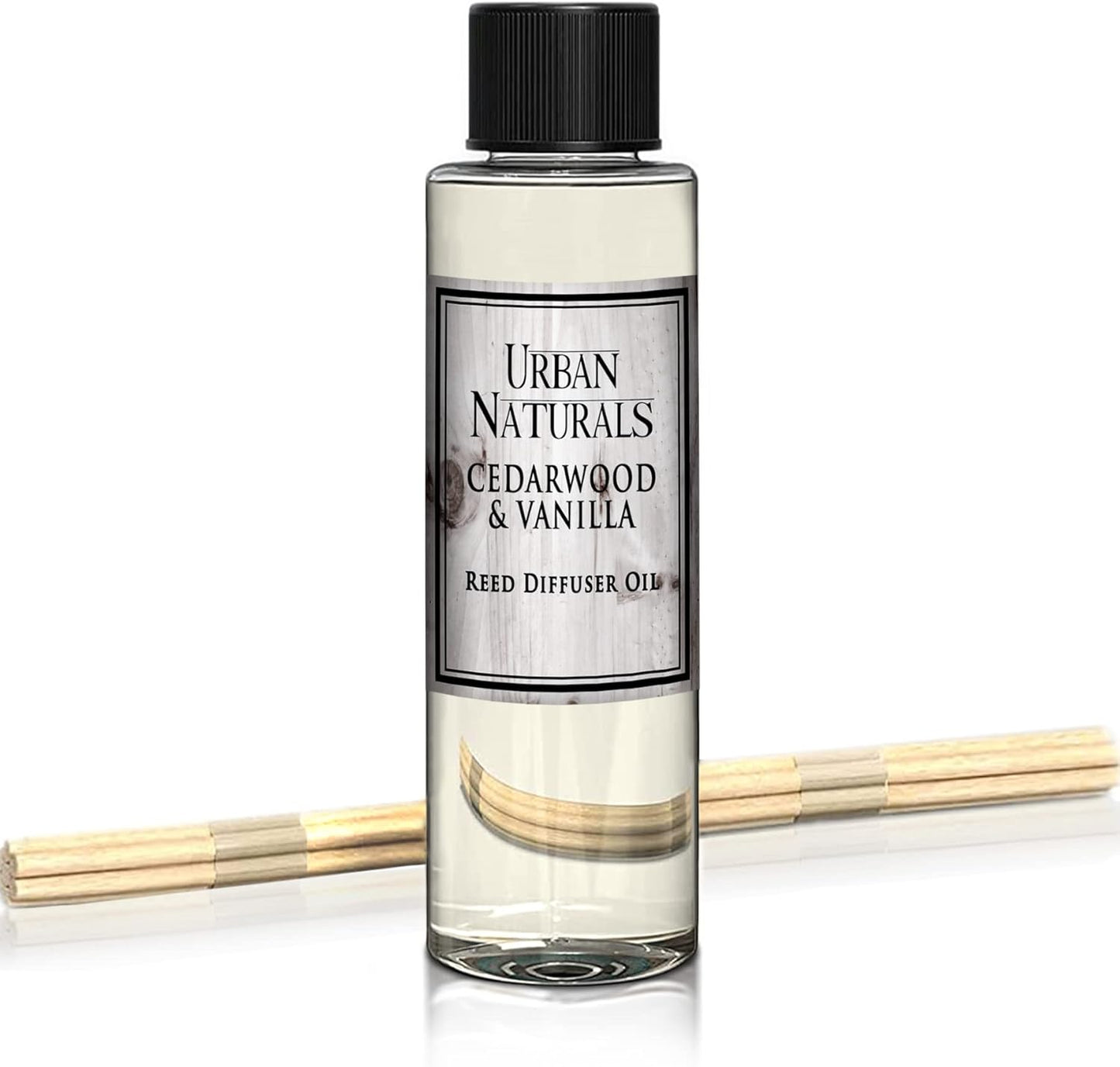 Urban Naturals Reed Diffuser Oil Refill, Cedarwood Vanilla Fragrance Oil with Oak, Cedar, Vanilla, 4 oz + Free Reed Sticks, Made in The USA