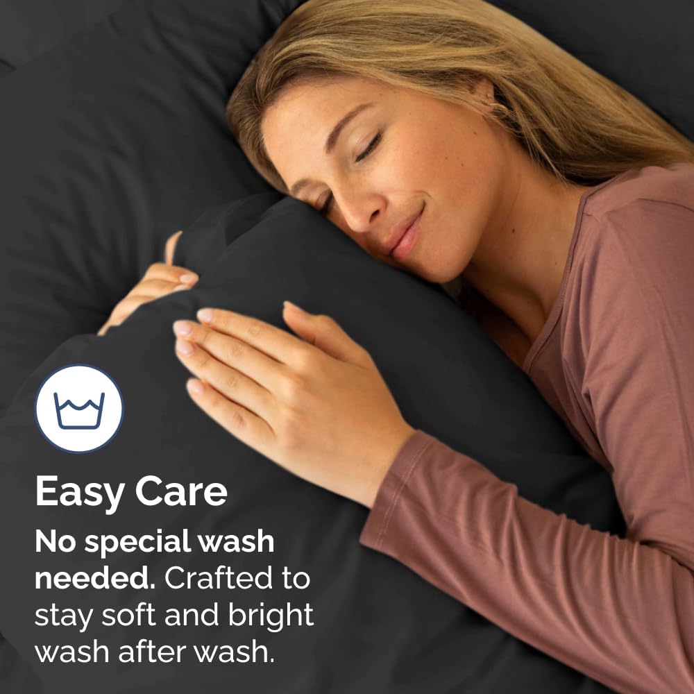 King Pillow Cases Set of 2 - Ultra Soft Hotel Quality Pillowcase Covers - Comfy, Cozy & Wrinkle Free - Shrinkage, Stain and Fade Resistant - Machine Washable Pillow Protectors - 2 Piece Set - Black