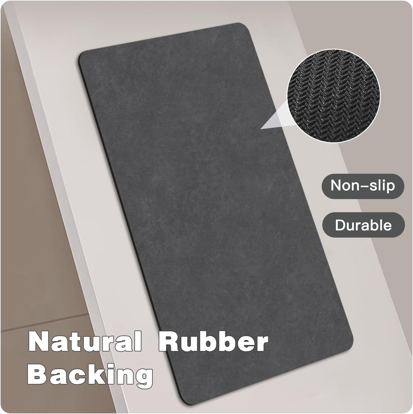 Bath Mat, Bathroom Rugs Non Slip Washable Thin Absorbent Quick Dry Bath Mat Fits Under Door Bathroom Floor Mat Perfect for Bath, Shower, or Sink 36"x60" Dark Grey