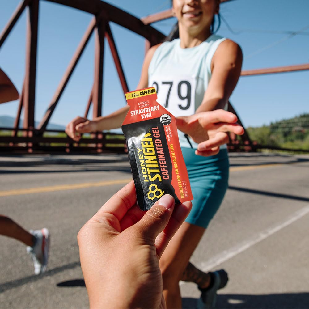 Honey Stinger Organic Strawberry Kiwi Energy Gel, Caffeinated & Gluten Free, for Exercise, Running and Performance, Sports Nutrition for Home & Gym, Pre and Mid Workout, 12 Pack, 13.2 Ounce