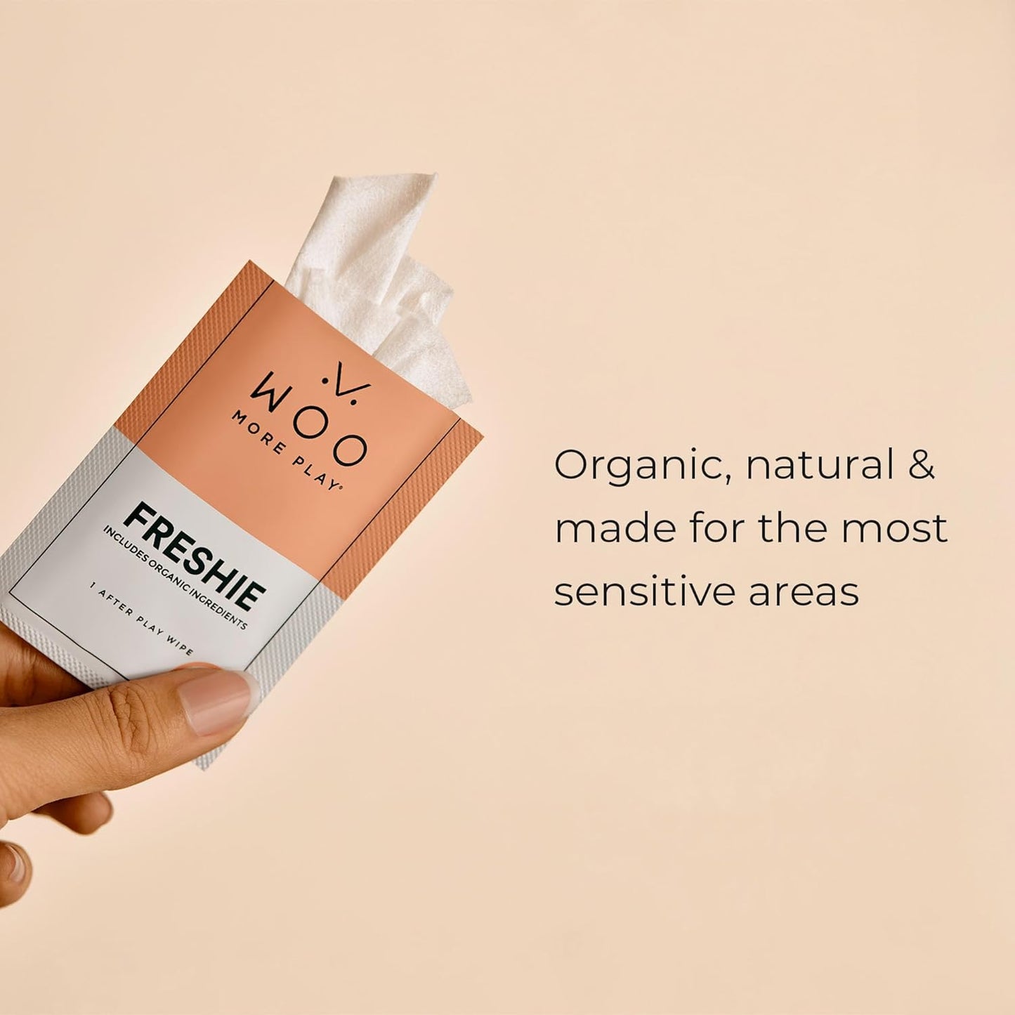 Woo More Play Freshies: All-Natural Feminine Intimacy Towelette Wipes with Coconut Water and Aloe Vera, Promotes Feminine Health & Helps Alleviate Irritation - Vegan and Cruelty Free (30 Count)