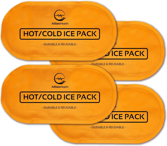 AllSett Health Reusable Hot and Cold Gel Ice Packs for Injuries | Cold Compress, Ice Pack, Gel Ice Packs, Cold Pack, ice Pack, Cold Packs for Injuries, 10.5 in Long x 5 in Wide, | 4 Pack Orange