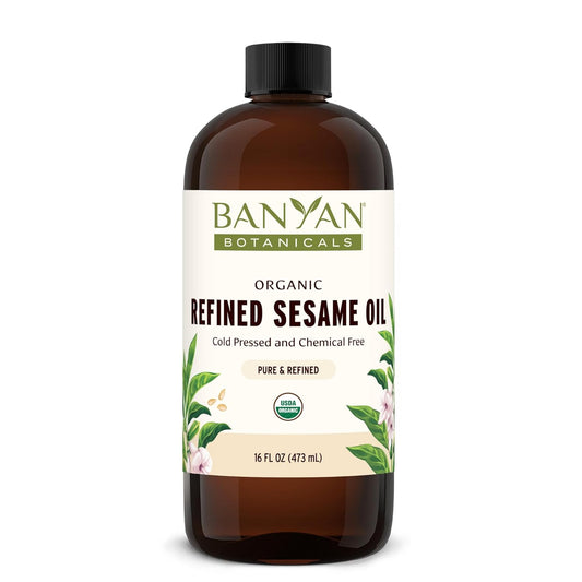 Banyan Botanicals Sesame Oil – Organic & Refined Sesame Oil for Skin, Body, Hair & More – Multiple Sizes – 16 oz – Non GMO Sustainably Sourced Vegan