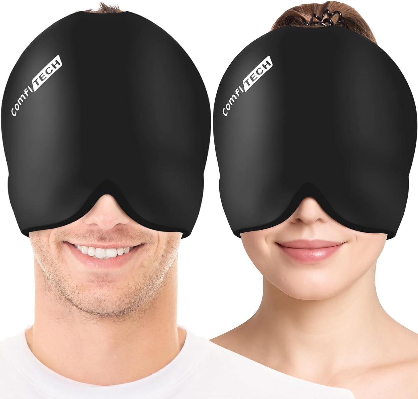 ComfiTECH Head Ice Pack 2 Pack Cooling Gel Cap Reusable Cold Wrap for Head and Eye Comfort and Relaxation, Large