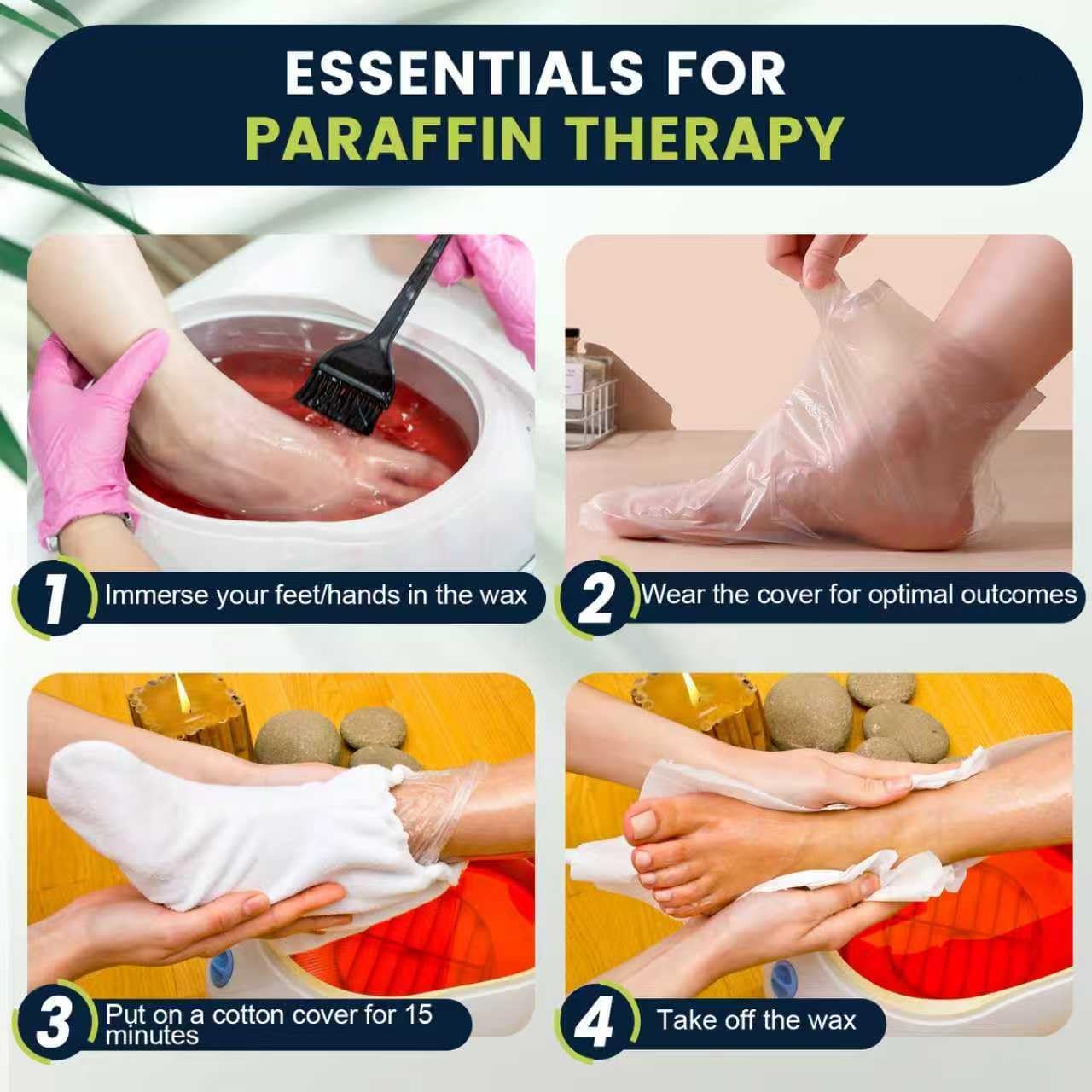 200PCS Disposable Hand & Foot Mask Set, 100P Hand Masks + 100P Foot Masks with Stickers, Leak-Proof Moisturizing Covers for Paraffin Therapy & at-Home Skin Care (Feet Fit up to US 13)