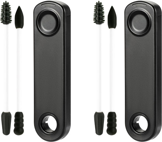 Reusable Cotton Swabs - 4Pcs - Rough Friction for Ears Cleaning Comes with Convenient Travel Case Holder - Black