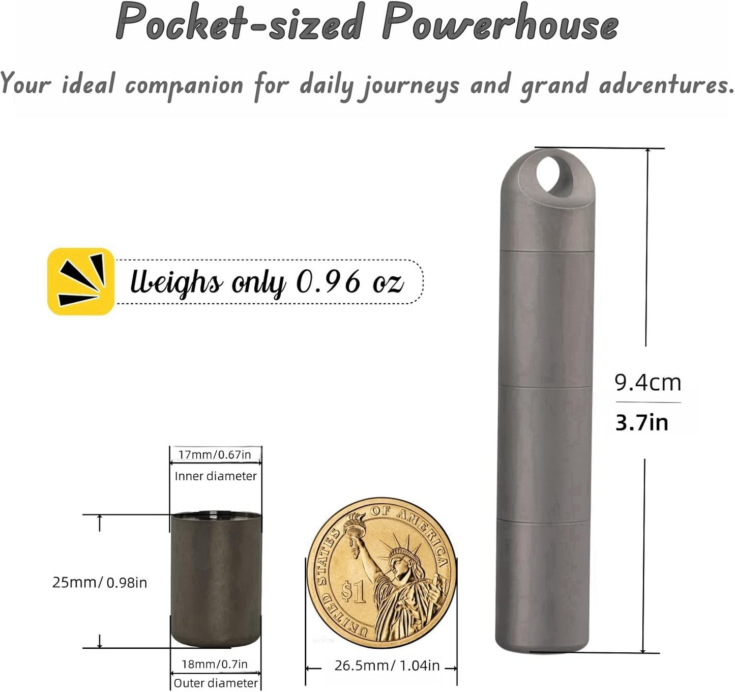 Titanium Keychain Pill Holder - Compact, Durable, and Waterproof 3-Compartment Small Pill Case - Portable and Versatile Medicine Container for Everyday Use and Travel (Titanium Grey)