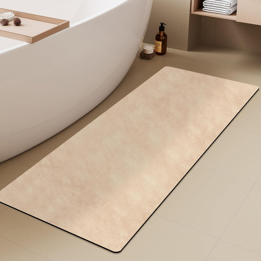 Bathroom Mat Quick Dry, Bathroom Rugs Non Slip Washable Thin Absorbent Bath Mat Fits Under Door Bathroom Floor Mat Perfect for Bath, Shower, or Sink 24"x60" Beige
