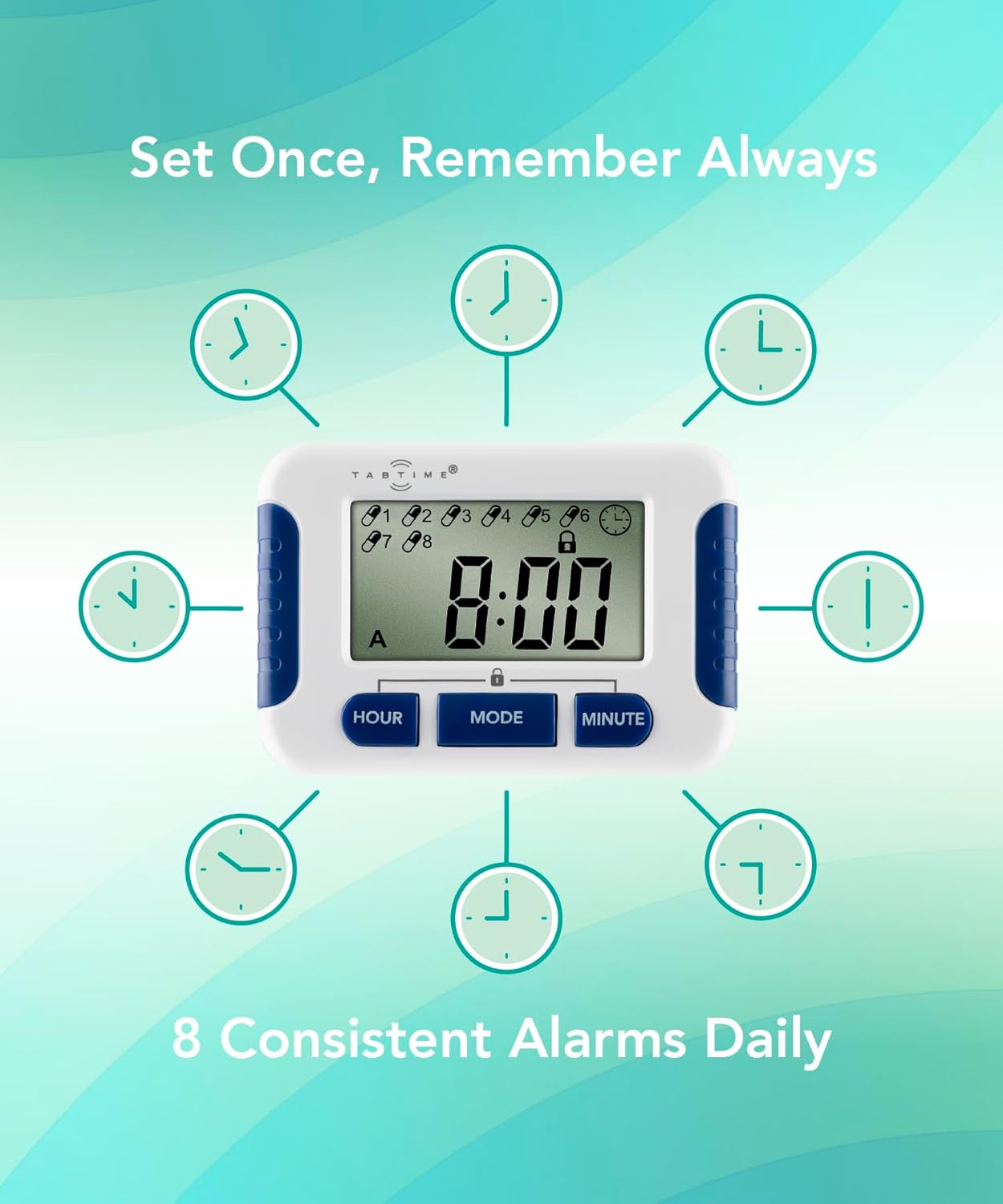 Pill Reminder with 8 Alarms per Day, Pill Tracker, Pill Timer, Medication Reminder Devices, Medication Tracker, Essential Parkinson's Patient Gadget