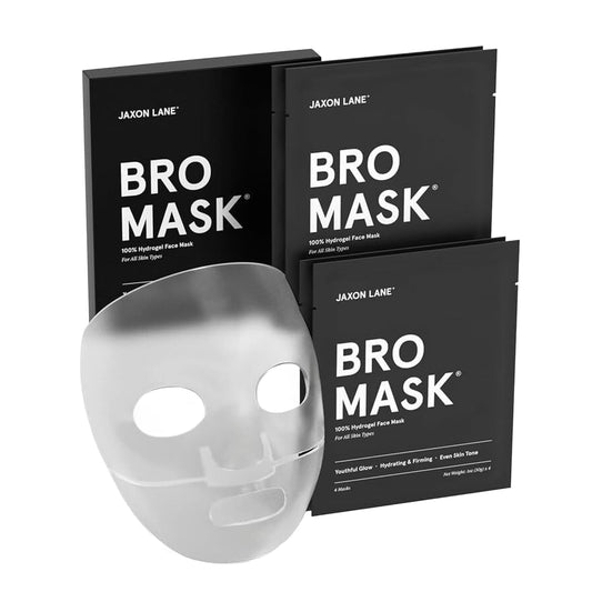 JAXON LANE BRO MASK Korean Face Mask for Men: Premium Mens Face Mask Skin Care & Facial Anti Aging Sheet Masks with Hydrogel, Vitamin C & E, Hydrating Hyaluronic Acid & Hydrolyzed Collagen (4 Pack)