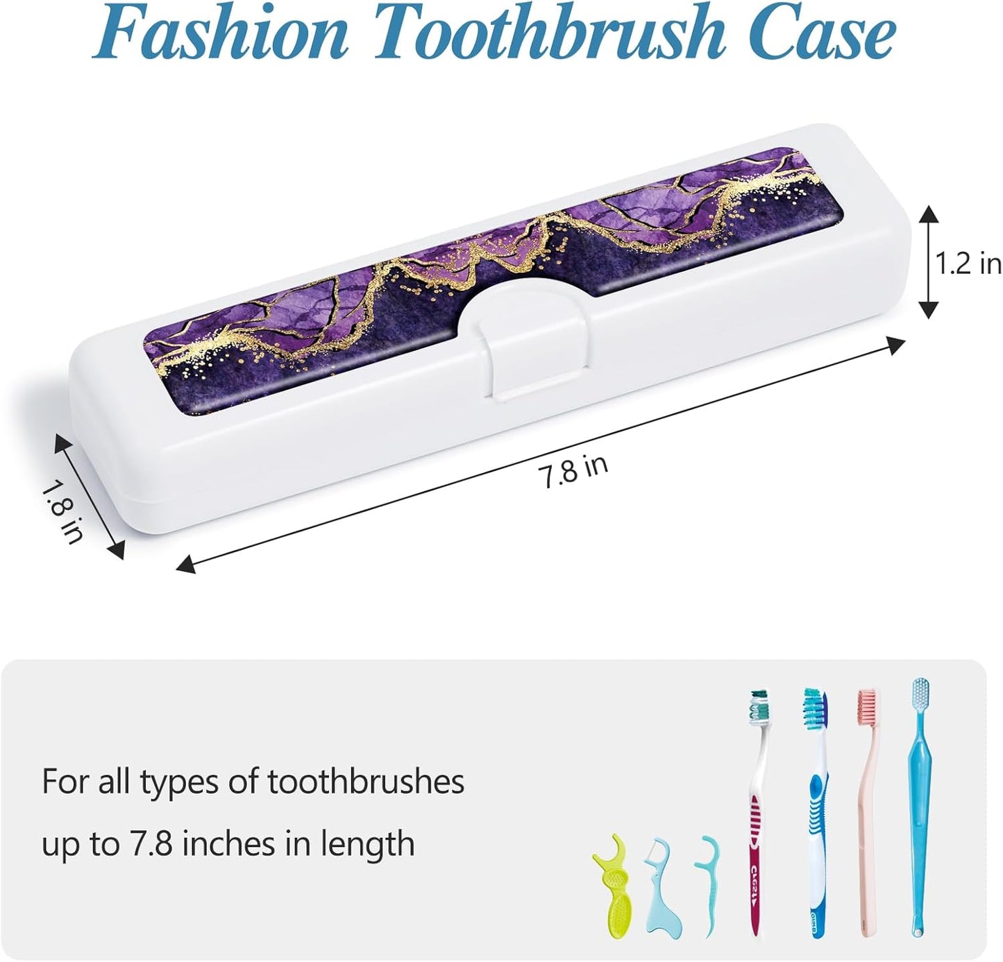 Toothbrush Travel Case - Colorful Pattern, Holder and Covers for Toothbrushes, Includes Tongue Scraper Case