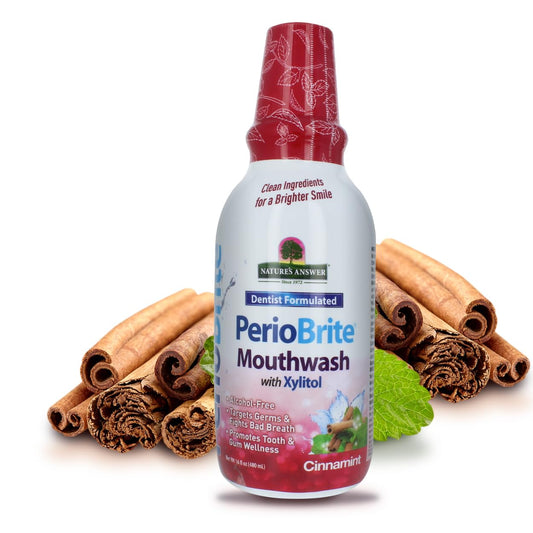Nature's Answer Periobrite Cinamint Mouthwash| Promotes Healthy Teeth & Gums| Fights Bad Breath| Fluoride-Free, Alcohol-Free, Gluten-Free & Vegan| No Artificial Preservatives 16oz