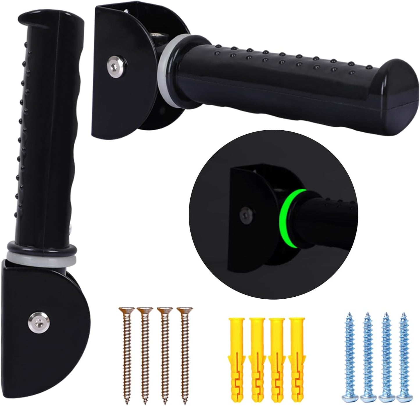 Upgrade Fluorescence Flip Up Grab Bars for Wall, 7.5 inch Folding Doorway Assist Handle, Mobility Aids, Non-Slip Grip Bar Great for Elderly Seniors, Handicap, Support Up to 320 Pounds (Black)