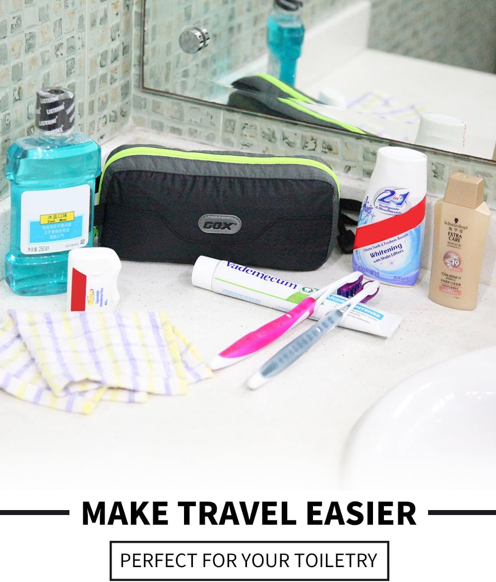 GOX Travel Toiletry Bag,Dopp Kit Case,Ultra-Light Cosmetics Bag Makeup Organizer(Black)