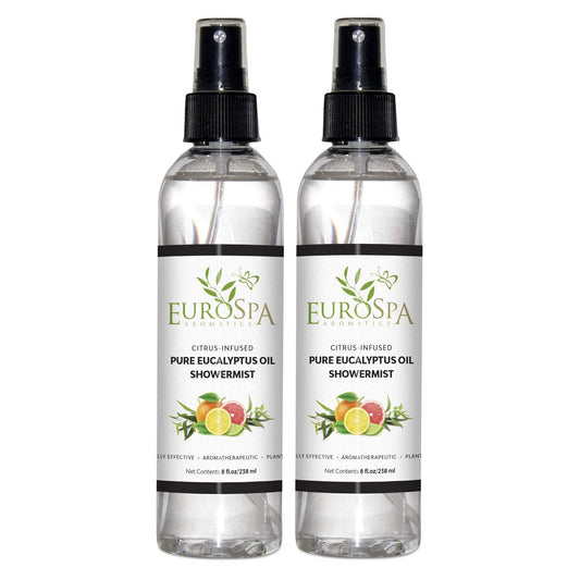EuroSpa Aromatics Pure Eucalyptus Oil ShowerMist and Steam Room Spray, All-Natural Premium Aromatherapy Essential Oils - Citrus Infused, 8oz, 2 Pack