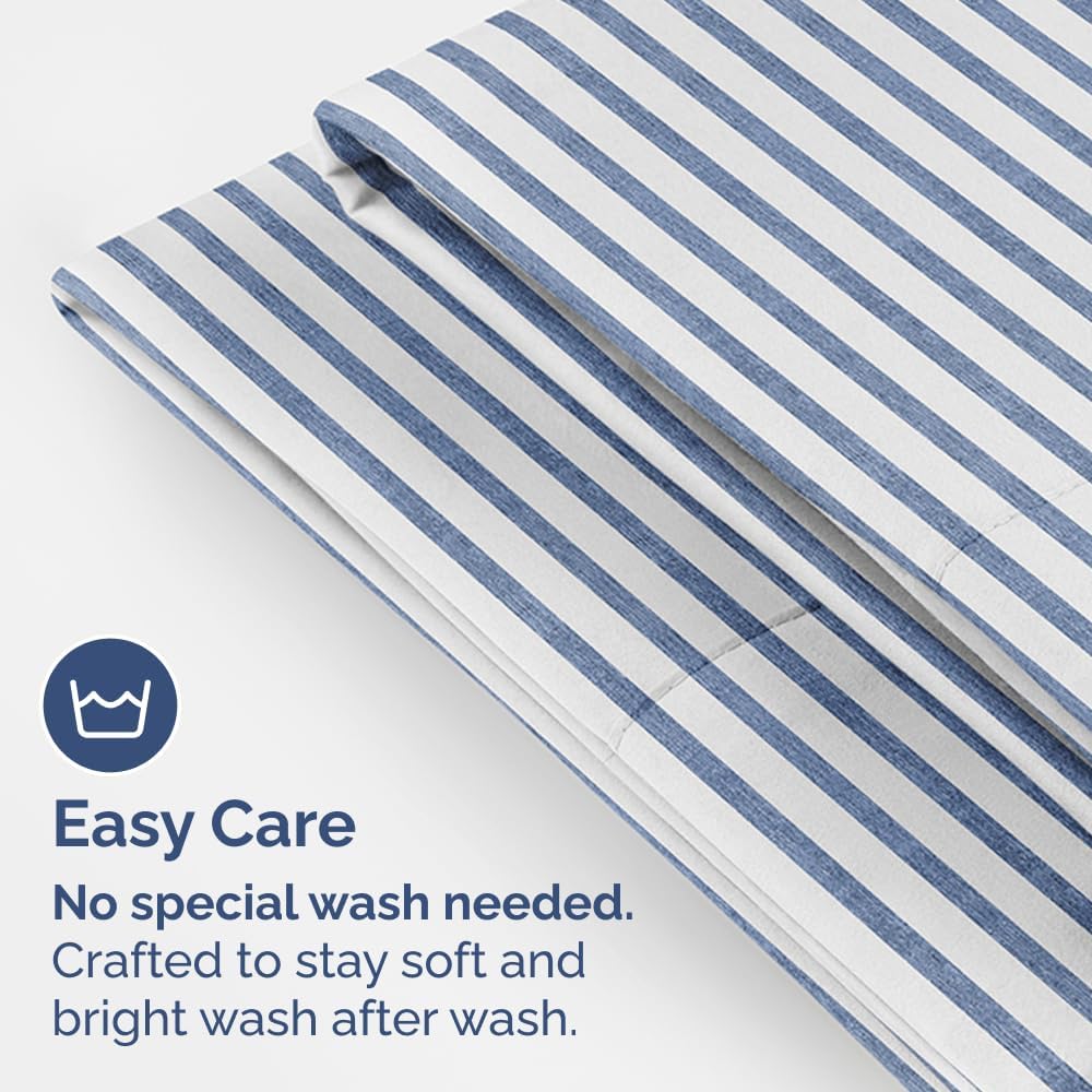 Queen Pillow Cases Set of 2 - Ultra Soft Hotel Quality Pillowcase Covers - Comfy, Cozy & Wrinkle Free - Shrinkage and Fade Resistant - Machine Washable Pillow Protectors - 2 Piece Set - Blue Stripes 2