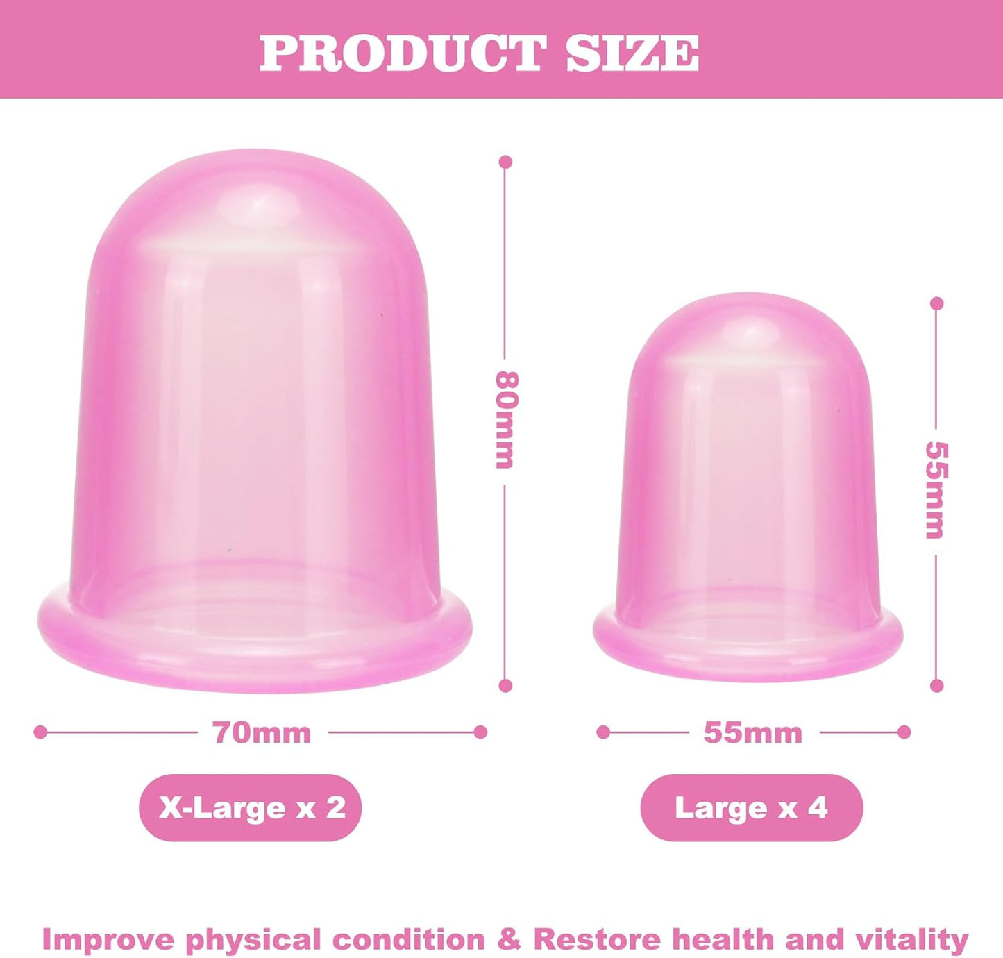 Silicone Cupping Therapy Set - Cupping Kit for Massage Therapy - Cellulite Remover Cupping Set - Anti Cellulite Cup Massager, Vacuum Suction Massage Cups for Cellulite Reduction