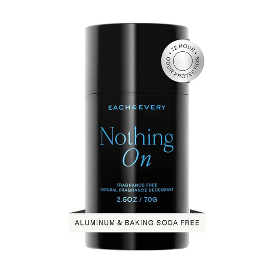 Each & Every Aluminum Free Deodorant for Men & Women - All Natural Deodorant for Sensitive Skin, EWG Verified - Clean, Baking Soda-Free, Plant-Based Fragrance, Unscented Fragrance-Free, 2.5oz