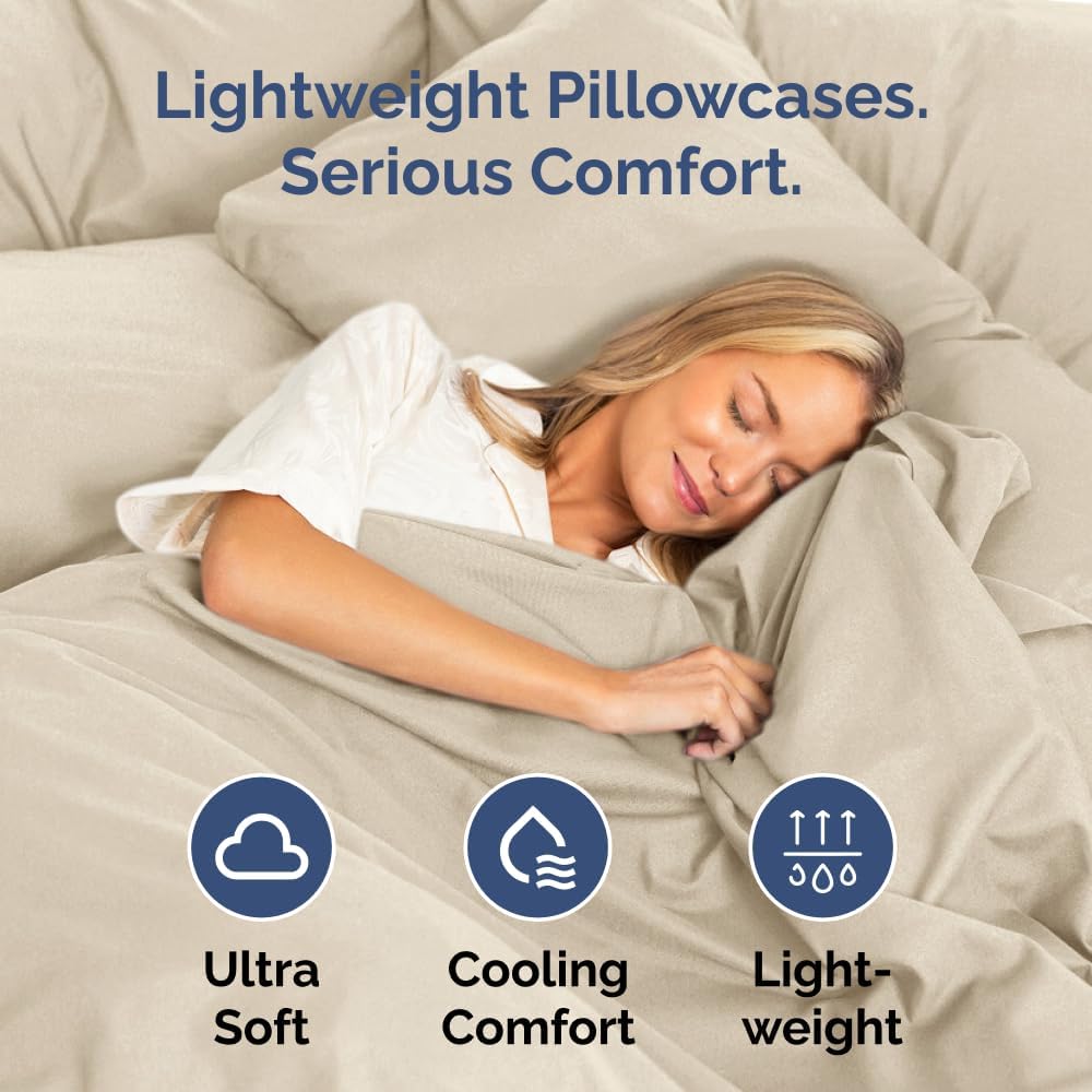 King Standard Pillow Cases Set of 2 - Ultra-Soft Hotel Quality Pillowcase Covers - Comfy, Cozy & Fade Free - Wrinkle Resistant - Machine Washable Pillow Protectors - 2 Piece Set - King Standard Wheat