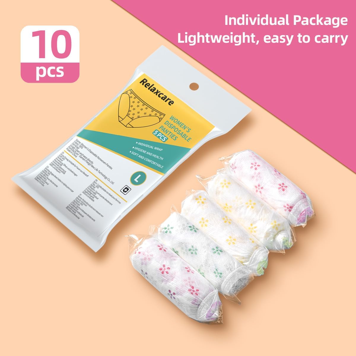 Women's Disposable Underwear Nonwoven Ladies Briefs Panties for Hotel Spa Hospital Stays Travel 20 Pack