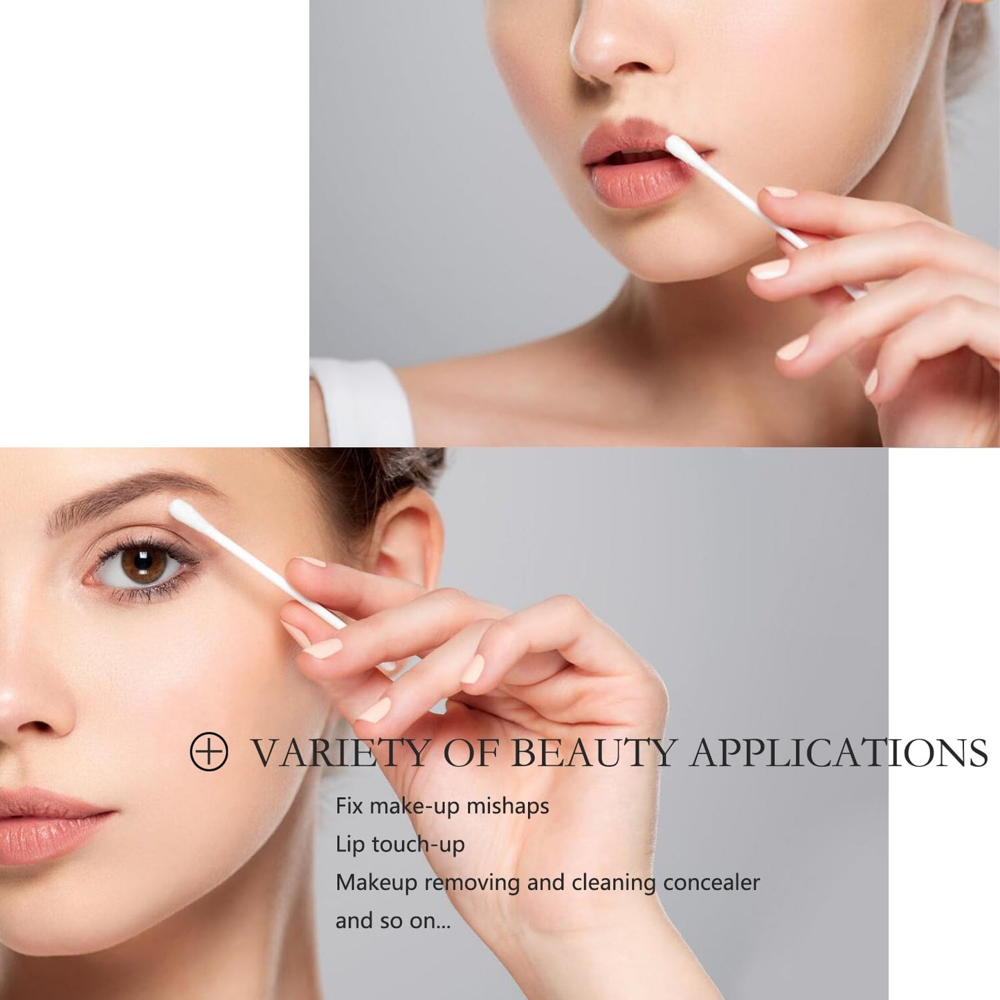 Cotton Swabs with Paper Sticks 1000ct，Double Tipped Natural Cotton Buds