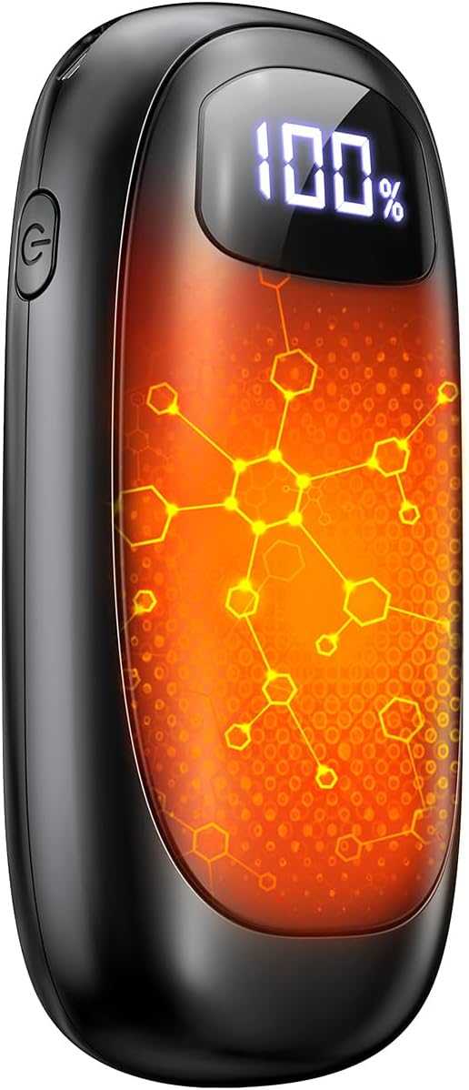 Hand Warmers Rechargeable 2 Pack, Electric Dual-Sided Heating with LED Display & Flashlight, Max 127℉, 13Hrs Long Lasting Pocket Heater for Raynauds, Golf, Hunting Essentials, Gifts for Men Women