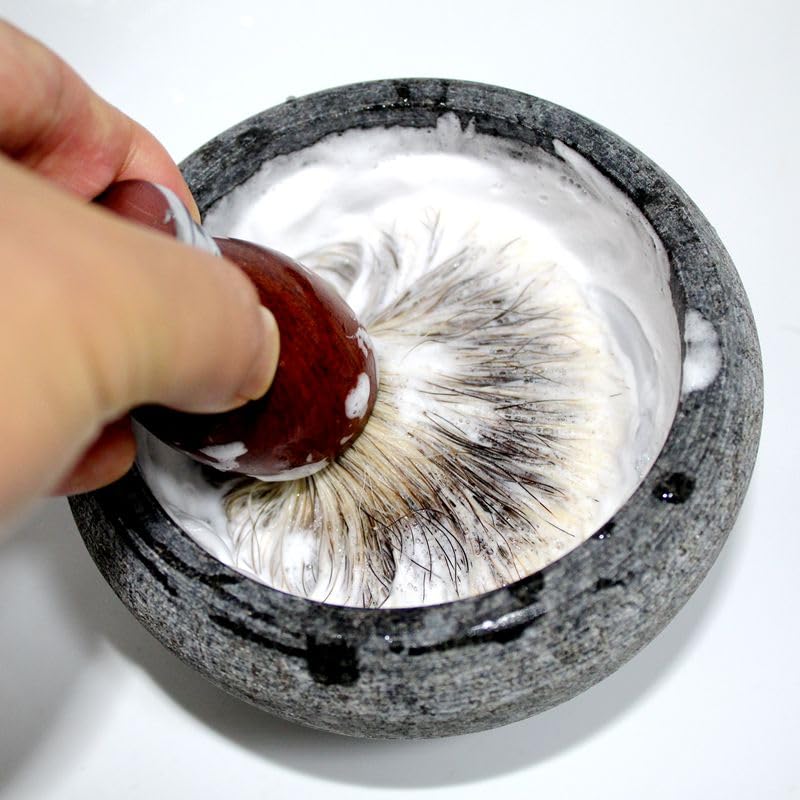 Shaving Soap & Cream Bowl for Men, Natural Granite Stone, Keep Warm Better, Easier to Lather