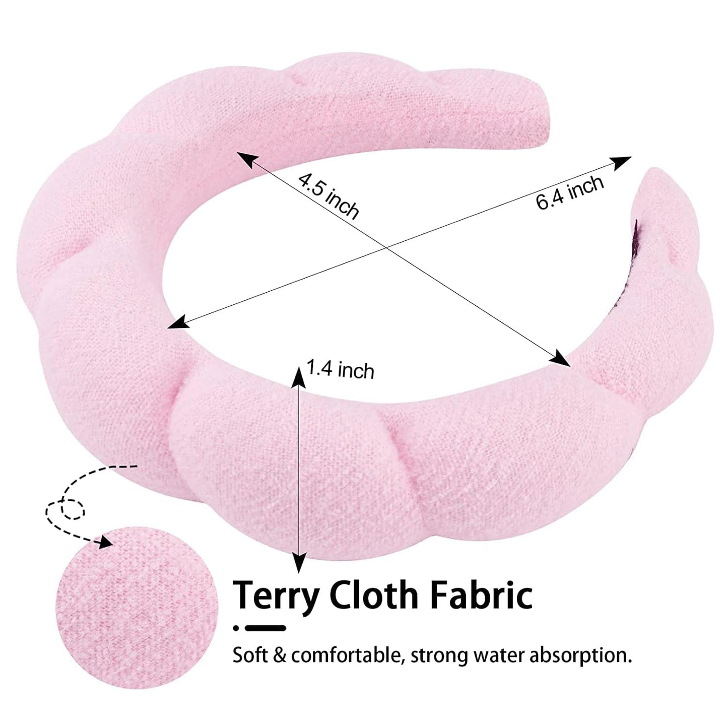 Spa Terry Cloth Headbands - Versatile for Face Washing, Makeup Application, Facial Treatments, and Mask Wearing