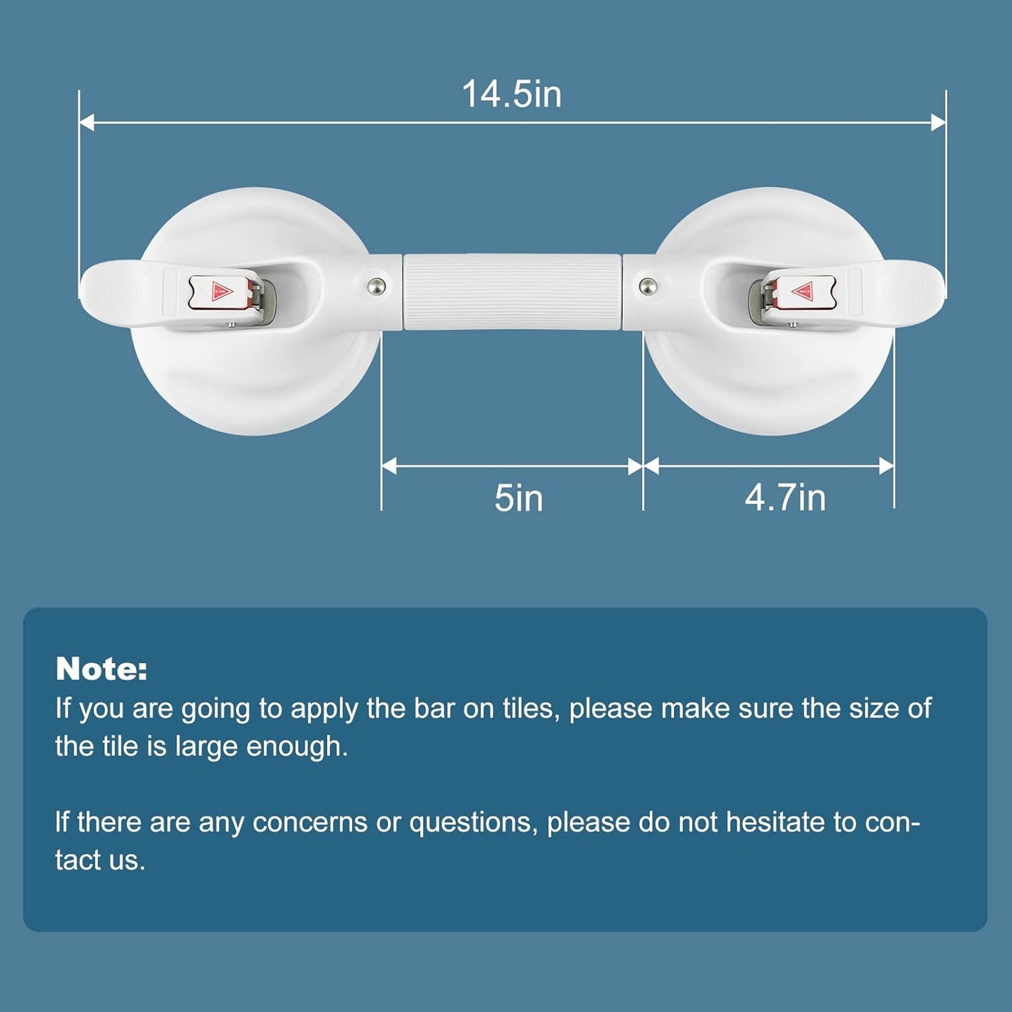 Shower Handle Upgraded 15 inch Grab Bar for Bathtub,Shower Handles with Strong Suction Cup,Bathroom Safety Grab Bar for Handicap Elderly Seniors and Disabled,White