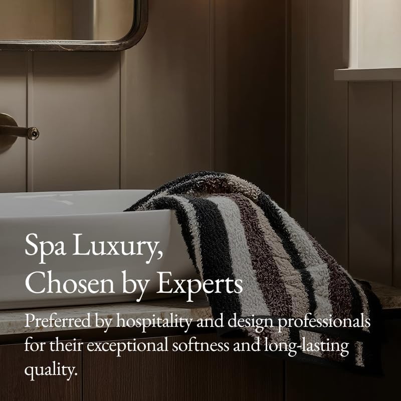 Italic Ultraplush 100% Australian Cotton Washcloths - Set of 2 Luxury Plush Face Wash Cloths, Soft and Absorbent 800 GSM for Bathroom, Spa, Gym, Face and Body (Stripe Multi Color)