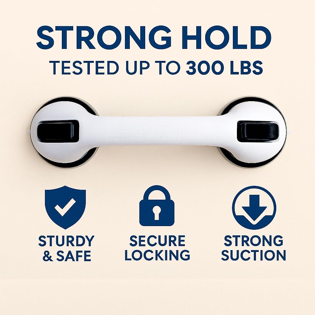 2 Pack Grab Bars for Bathtubs and Showers, Shower Handles for Elderly Seniors bar Bars Safety Elderly Suction 500 lbs Cup and Walls bathtubs Handicap He