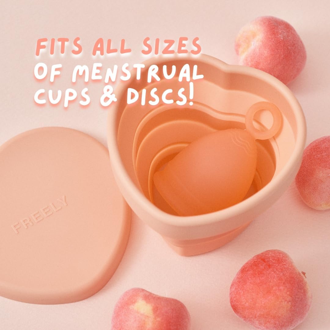 Oldam Menstrual Cup Container, Easy Sanitizing, Reusable, Foldable, Soft Peach