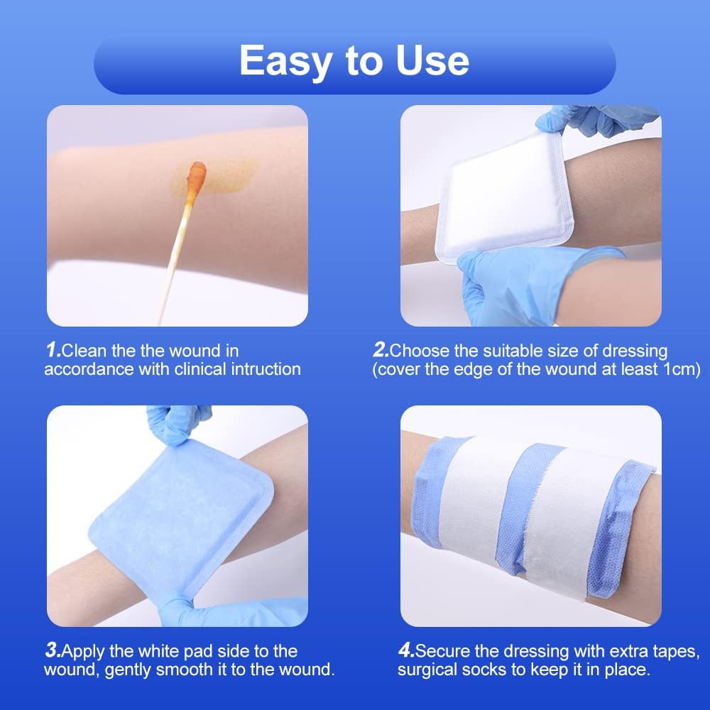 5" x 5" Super Absorbent Dressing Pads 10 Count – Non-Adhesive Bandage for Wound Care, Heavy Exudate Wound Pads Surgical Dressing for Pressure Ulcers, Bedsores, Diabetic Foot Ulcers