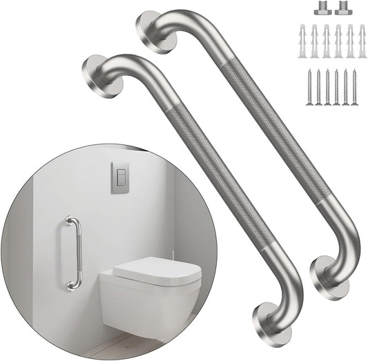 20 Inch Anti Slip Shower Grab Bar, Munzong 2 Pack Stainless Steel Bathroom Grab Bar, Brushed Nickel Knurled Bathroom Balance Bar,Safety Hand Rail Support Handicap Elderly Senior Assist Bath Handle