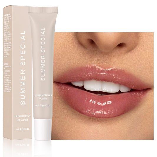 Summer Ultra-Hydrating Lip Butter Balm – Natural Vegan Lip Balm for Instant Moisture, Shine & Hydration – Sheer-Tinted, Soothes & Softens Dry Lips,Bálsamo labial hidratante #1 Vanilla 0.5 Fl Oz