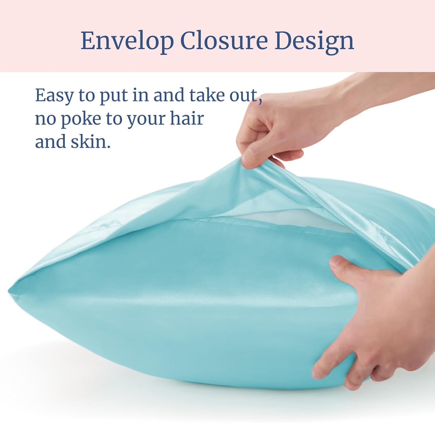 BEDELITE Satin Pillowcase for Hair and Skin, Super Soft Similar to Silk Pillow Cases 4 Pack with Envelope Closure, Cooling Pillowcases for Women Men (20"x30" Queen Size, Blue)