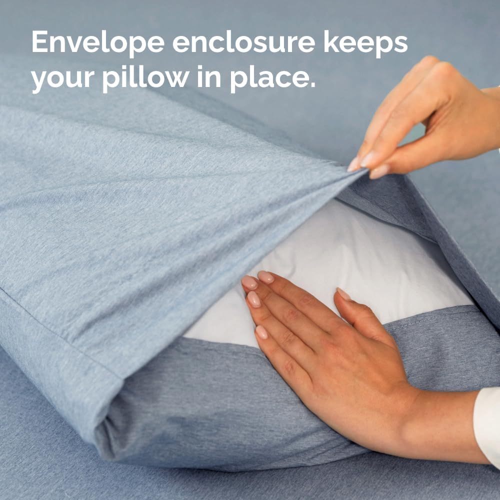 Queen Pillow Cases Set of 4 - Ultra Soft Hotel Quality Pillowcase Covers - Comfy, Cozy & Wrinkle Free - Shrinkage and Fade Resistant - Machine Washable Pillow Protectors - 4 Piece Set - Heathered Blue