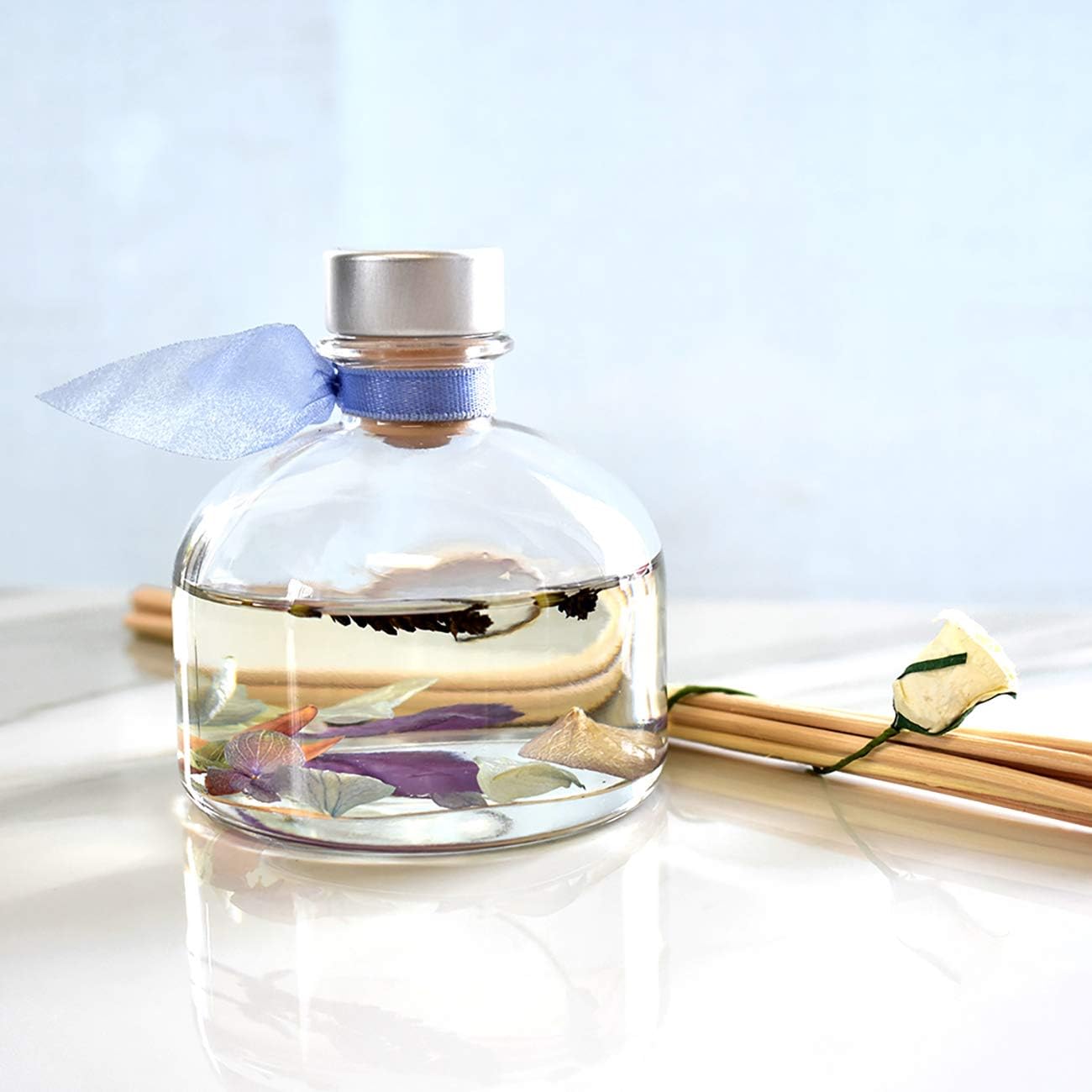 LOVSPA Reed Diffuser Set, Calm Spanish Blue Lavender Scented Oil Diffuser with Sticks, Home Fragrance Accessories for Bathroom Shelf Decor, Aroma Diffusers for Home or Office Desk, USA Made