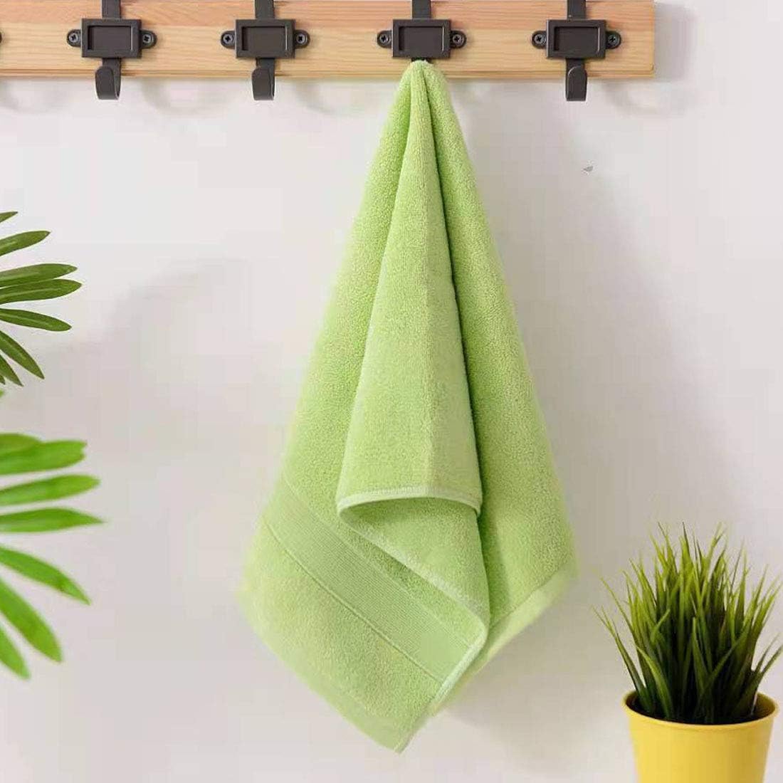 Hand Towels for Bathroom 2 Pack-100% Cotton Hand Towel (14 x 30 Inch), Highly Absorbent and Quick Dry Face Washcloth, Home Soft Premium Towel for Hotel, Bath, Kitchen and Spa (Green)