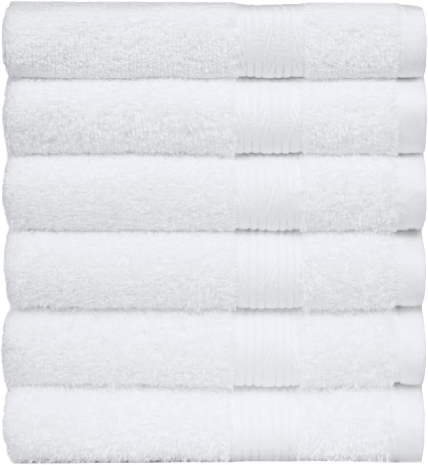 Amazon Basics 6 Piece hand towels for bathroom, Fade Resistant 100% Cotton Hand Towels, soft absorbent bathroom hand towels 6 - Pack (26''x16''), White