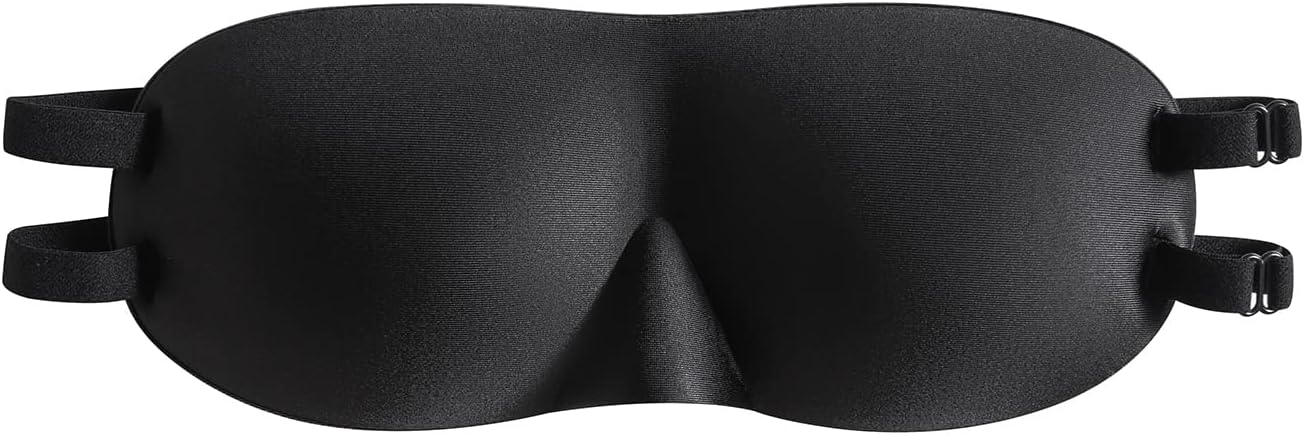 ALASKA BEAR Sleep Mask 2 Straps, Deep Concave Molded Foam Mask with Convex Eye Cups and Light Blocking Nose Contour, Two Adjustable Elastic Bands Stay on Head w/o Slipping, Black