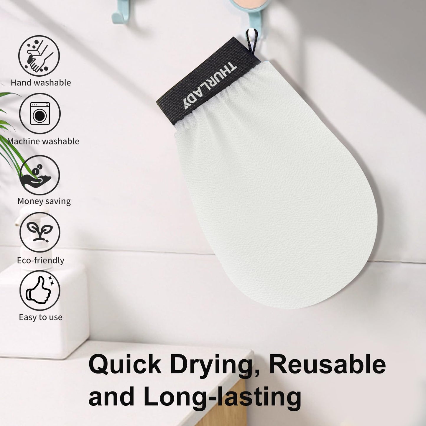 Exfoliating Glove - Korean Exfoliating Mitt - Exfoliating Body Scrubber, Body Exfoliator Scrubber, Viscose Fiber Shower Mitt, Dead Skin Remover for Smooth Skin, Self-Tan Prep & Removal, White