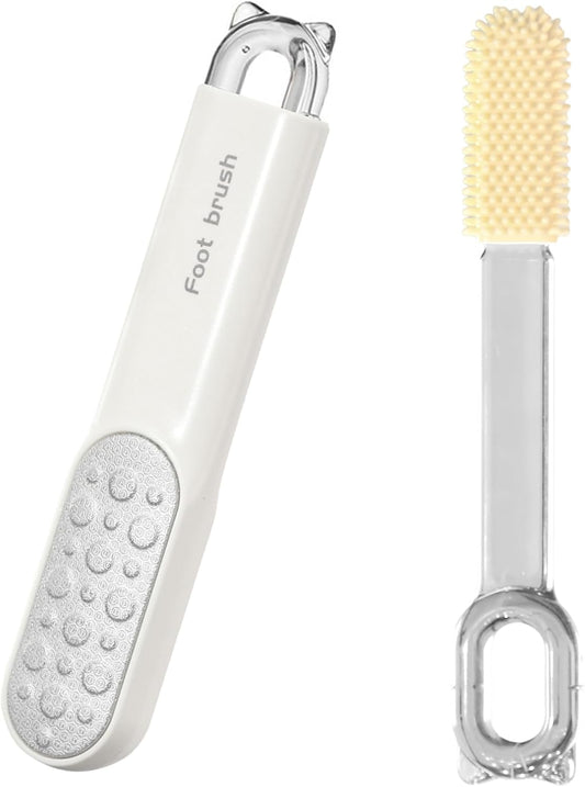 Double-Sided Stainless Steel Foot File, Foot Callus Remover & Foot Scrubber, Professional At-Home Pedicure Tool for Dry & Wet Feet, Hard Skin & Corn Remover, White (Home Salon Use)
